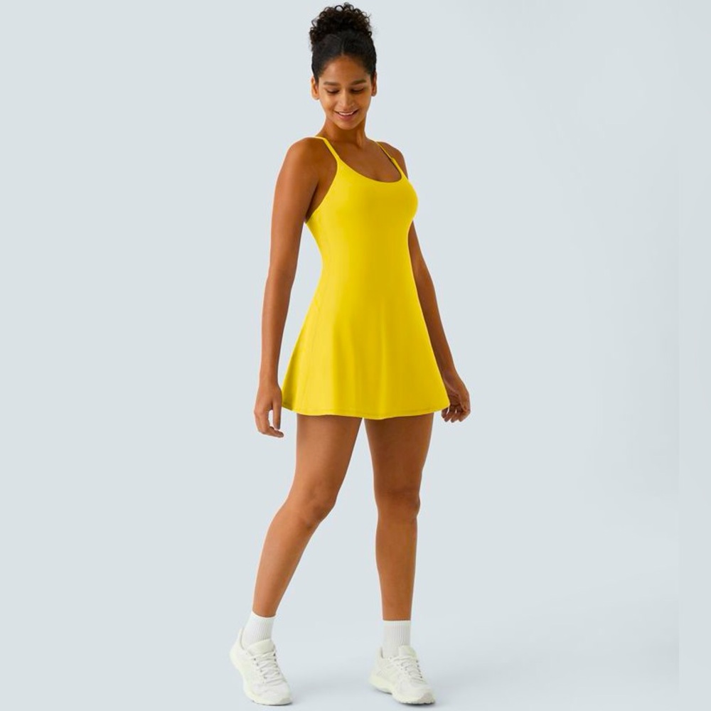 NWT Halara Softlyzero Airy Backless Cut Out Adjustable 2-in-1 Active Dress